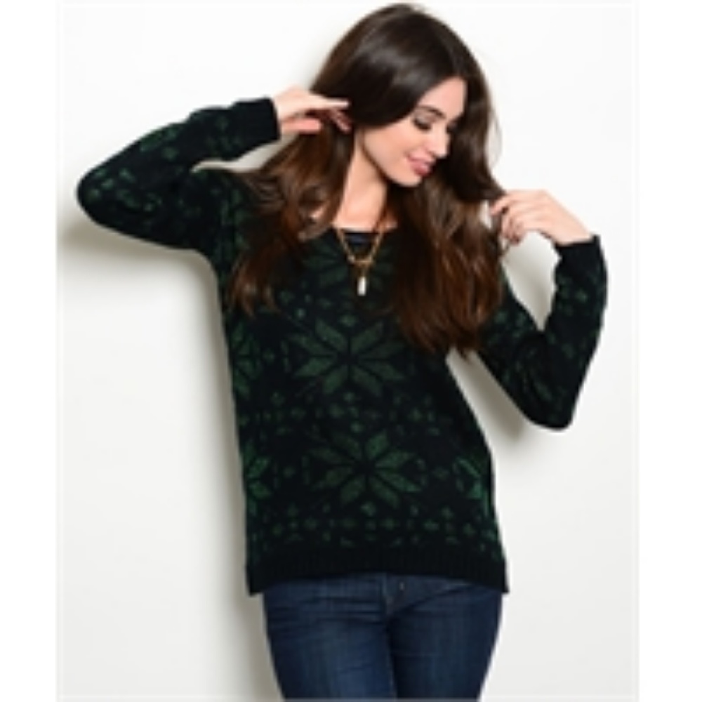 Green Christmas Snowflake sweater